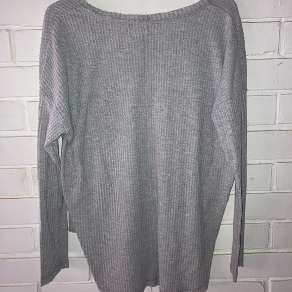 Light Gray Waffle Knit Sweater - Picture 2 of 3